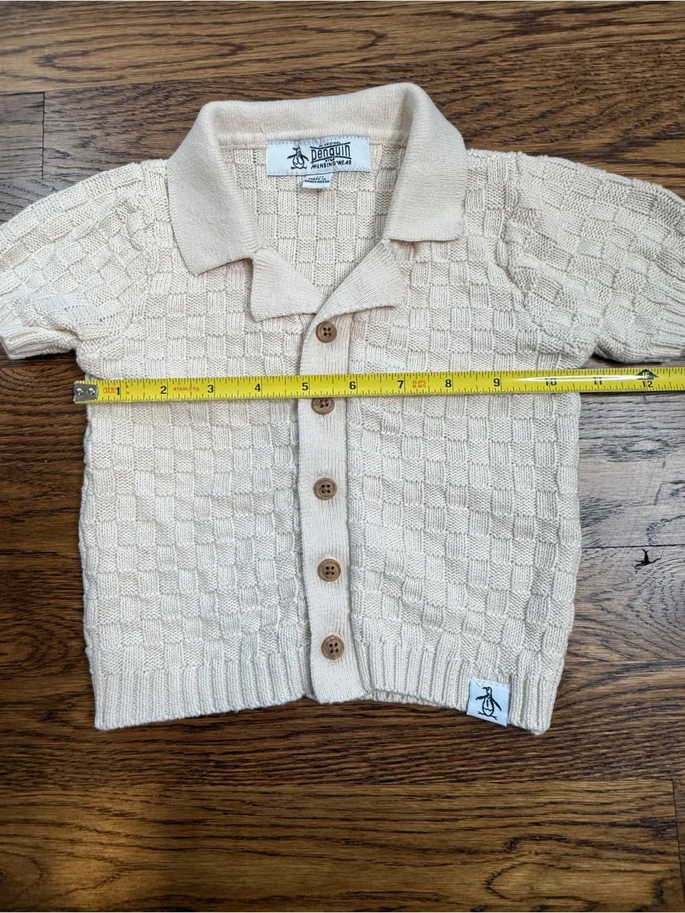 Original Penguin by Munsing Wear Boys Cream Knit Button-Front Sweater Shorts Set